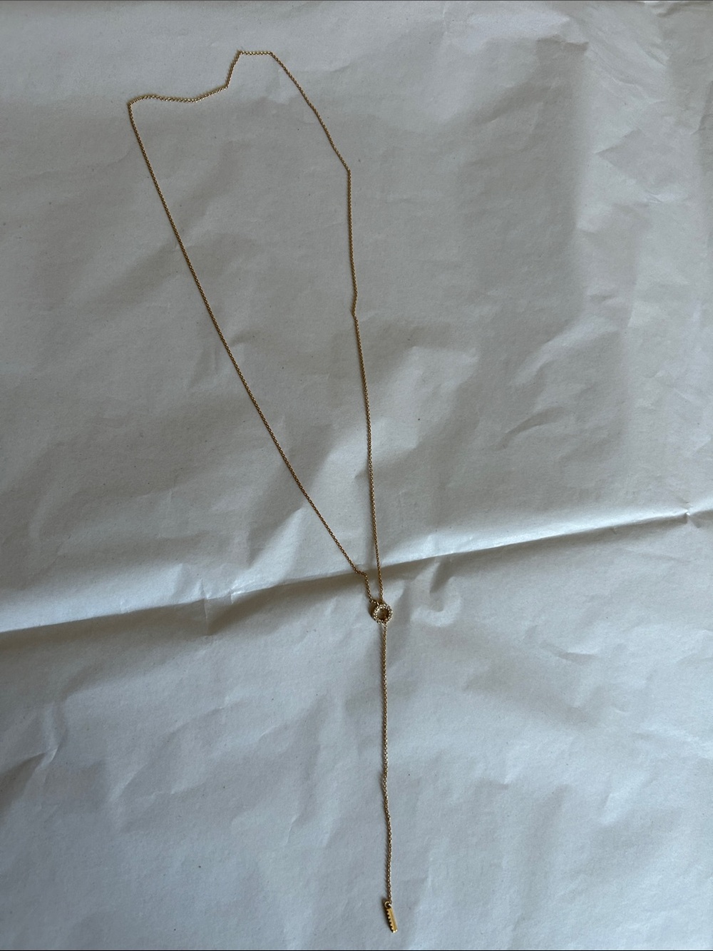 Delicate Gold Y-Necklace with CZ Accent